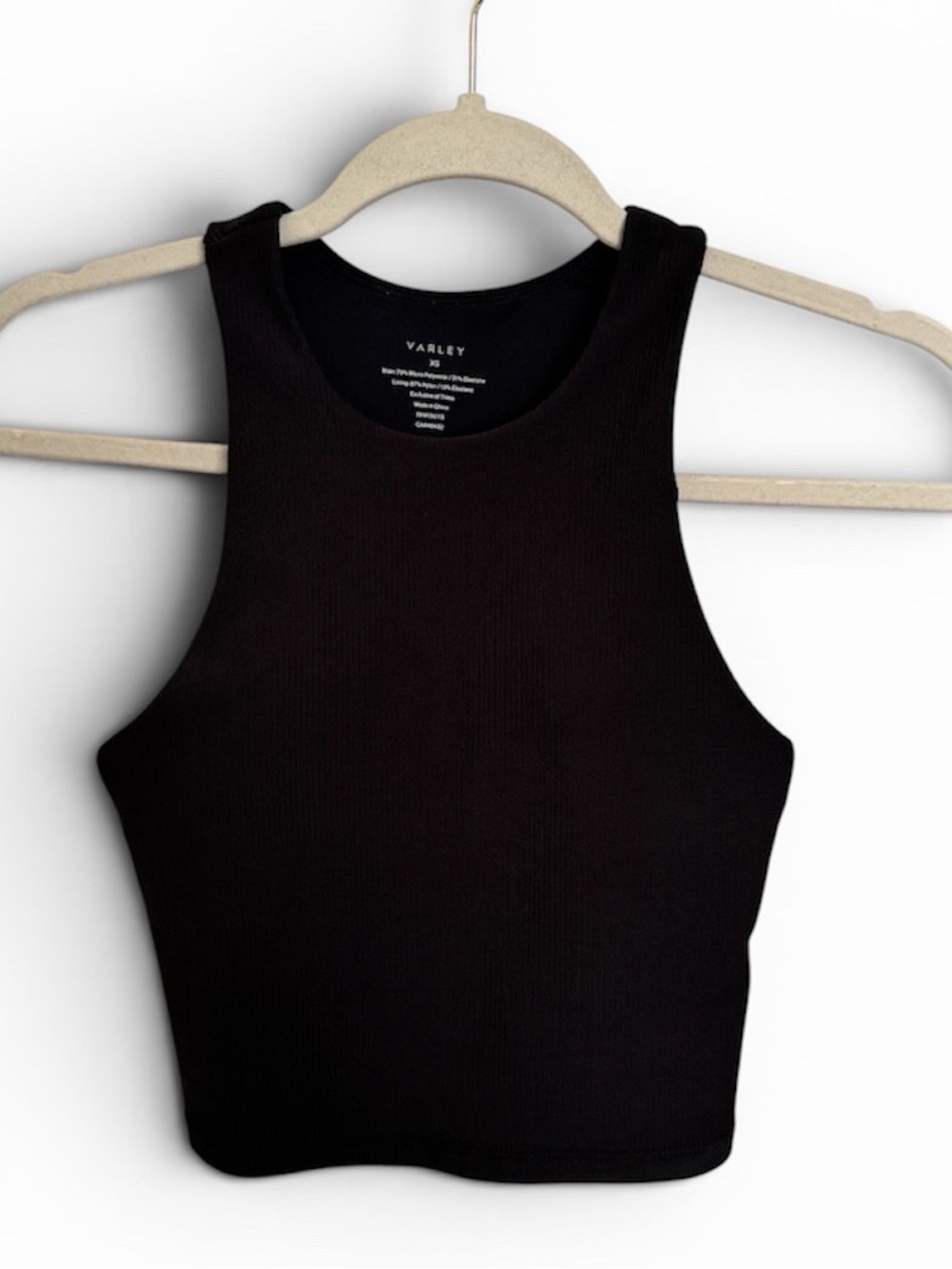 NWOT Varley Black Ribbed High-Neck Crop Tank